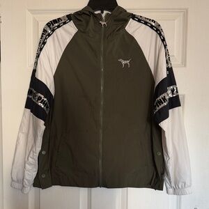 Olive and White Zip-Up Jacket